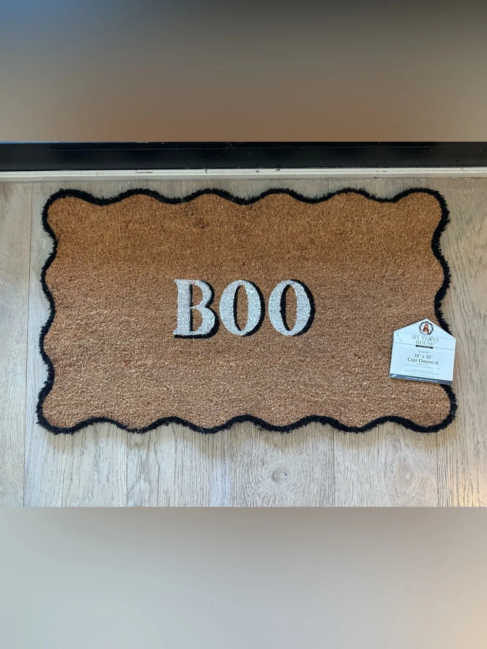 NWT My Texas House Scallop BOO Halloween Coir Doormat 18x30